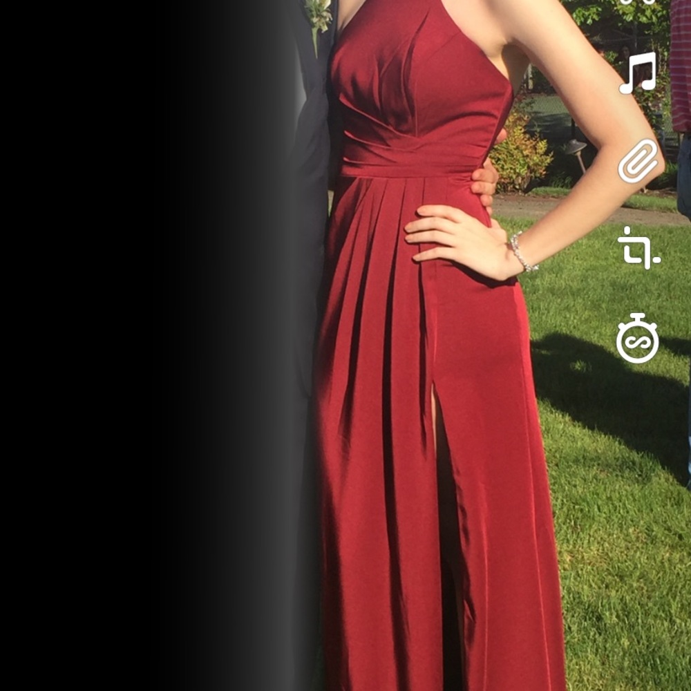 Faviana Red Halter Prom Dress